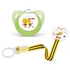 NUK 10176060 Biene Maja Silikon Beruhigungssauger (Schnuller) Trendline mit Ring, gr�n, Gr��e 2 (6-18 Monate) mit Saugerband Duo, BPA-frei