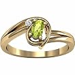14K Yellow Gold Peridot and Diamond Ring