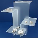 4 Frosted White Acrylic Large Jewelry Display Risers