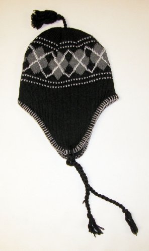 Riverstone Goods Ski/Snowboarding Ear Flap Beanie - Thick & Warm(Black Argyle)