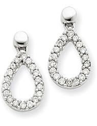 14k White Gold Diamond Teardrop Dangle Earrings. Carat Wt- 0.25ct