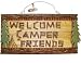 Hand-Crafted Welcome Camper Friends Welcome Sign Plaque With Green Pine Trees And A Natural Wood Log Twig Look (Made Of Wood) 19.5