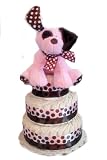 Chocolate Chip Puppy Baby Shower Diaper Cake - Seventh Generation Diapers (3 Tier, Pink)