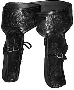 38/357 Caliber Black Leather Double Gun Holster