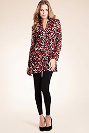Open Neck Collar Abstract Print Tunic