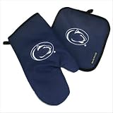 Penn State Logo PSU Nittany Lions Oven Mitt and Logo Potholder Set for Kitchen Tailgating or Barbecue Pot Holder College NCAA Licensed Kitchen Tailgating Accessories make Great Unique GIFT IDEAS for HIM or HER, College Students Fans Men Ladies Woman Wom