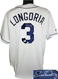Evan Longoria signed Tampa Bay Rays White Majestic Jersey- Longoria/JSA Hologram
