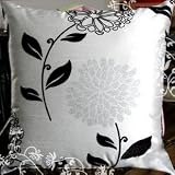 Decorative White Black Floral Throw Pillow Cover
