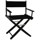 Casual Home Extra-Wide Premium American Oak Directors Chair with Black Frame and Black Cover, 18-Inch