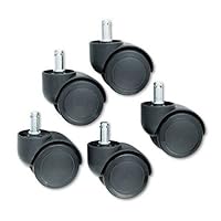 Master Caster 65535 Doublewheel Nylon Casters, Round Stem, Matte Black, Five per Set