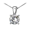 Platinum 2.00ct Certified IJ/I Diamond Solitare Pendant + Chain