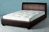 Brown faux 4’6 double leather bed frame