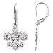 14K White Gold Fleur de Lis Diamond Dangle Earrings
