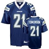 LaDainian Tomlinson Youth Jersey: Reebok Navy Replica #21 San Diego Chargers Jersey - Large (14-16)