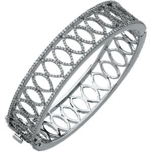 14K White Gold Diamond Bangle Bracelet