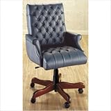 IMAGE OF Scoop Traditional Executive Swivel Finish: Windsor Cherry, Fabric: Kinetic - Black Gold