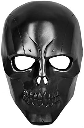 Crazystone's Full Face Glass Fiber Reinforced Plastics(FRP) Skull Mask Protect the Back Side of Head for Airsoft, Party, Costume Black T005