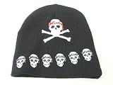 Black Beanie Embroidered Renegade Skull Crossbones Design, Yo Ho Yo Ho Skull Beanie