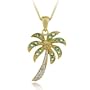 18K Gold over Sterling Silver Designer-Inspired Genuine Emerald Palm Tree Pendant