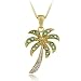 18K Gold over Sterling Silver Designer-Inspired Genuine Emerald Palm Tree Pendant
