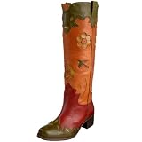 Lucky Brand Women's Holly Western Boot,Aloe/Rust Red,6 M US