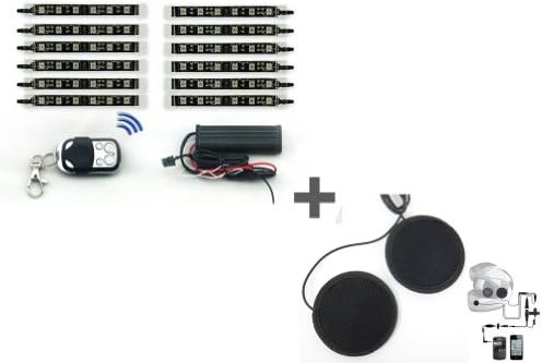 12PCS RGB LED Motorcycle Light Kit Remote Control Million Colors+In-Helmet Smartphone Stereo Headsets PTT
