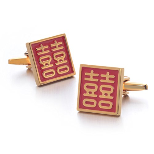U2U Jewelry Stainless Steel Bullet Back Closure cufflinks For men Wedding Birthday gift-Double Happiness U2U Jewelry Stainless Steel Bullet Back Closure cufflinks For men Wedding Birthday gift-Double Happiness