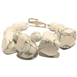 Howlite Bracelet 02 Strand Quartz White Nugget Gemstone Beaded Crystal Healing Silver