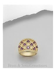 Amethyst Ring In Brass