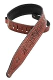 Levy's Leathers M17T01-WAL 2.5-inch Carving Leather Strap Tooled with Zodiac,Walnut