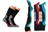 Sport Socken 3er Set 2 Paar Ski-Kniestrümpfe-Thermo rot,türkis 1 Paar Trekkingsocken grau,schwarz 39/42