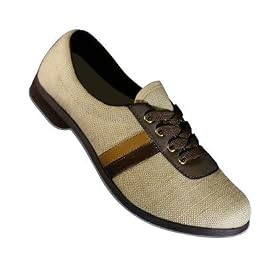 Aris Allen Ladies Tan Retro Canvas Bowling Swing Dance Shoes with Suede Sole by Aris Allen Footwear and Apparel