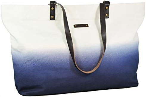 Stylish & Heavy-Duty Large Canvas Tote Bag/Reusable Grocery Bag in Pomegranate or Navy Dip Dye (Navy Blue)