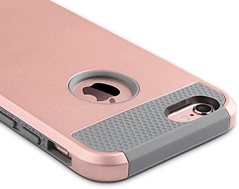 iPhone 6 Case, MISTOT(TM) Luxury Protective Hybrid Hard Cover Dual Layer Armor Defender Heavy Duty Case Cover for Apple iPhone 6 (2014) / 6S (2015) 4.7 inch (Rose Gold/Grey)