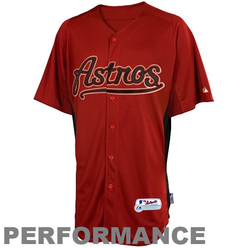 MLB Boys' Houston Astros Short Sleeve Authentic Button Front Cool Base Batting Practice Jersey (Pro Navy/Pro Scarlet, Medium)