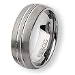 Grooved Brushed and Polished Tungsten Carbide Ring (8.0 mm) - Sizes 7-13