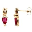 14K Yellow Gold Ruby and Diamond Earrings