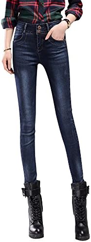 DAIJEAN Womens High Waist Elastic Denim Skinny Jeans (10 (Asia 30), Grey Blue)
