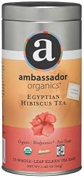 Ambassador Organics Biodynamic Egyptian Hibiscus Tea, 15 Count, 1.45 Ounce Tins (Pack of 2)