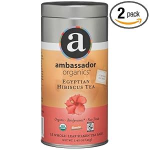 Ambassador Organics Biodynamic Egyptian Hibiscus Tea, 15 Count, 1.45 Ounce Tins (Pack of... by Ambassador Organics