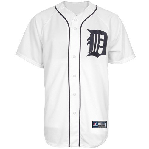 MLB Detroit Tigers Youth Short Sleeve 6 Button Synthetic Replica Jersey (White, Small)