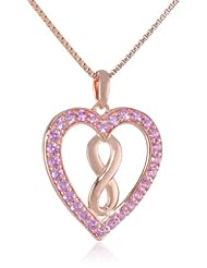 Pink Gold-Plated Sterling Silver and Created Pink Sapphire Infinity Heart Pendant Necklace, 18"