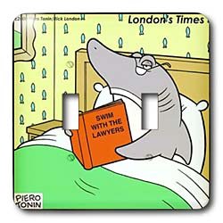 Londons Times Famous People Places Books Cartoons - SWIM WITH THE LAWYERS - Light Switch Covers - double toggle switch