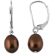 Sterling Silver 8mm Chocolate Freshwater Pearl Earrings