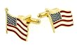 JJ Weston gold plated and enamel American Flag cufflinks with presentation box. Made in the USA