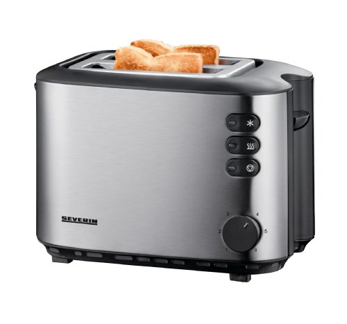 Severin AT 2514 Automatik-Toaster, Edelstahl-gebürstet-schwarz / 850 W Severin AT 2514 Automatik-Toaster, Edelstahl-gebürstet-schwarz / 850 W