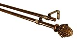 BCL Product Sourcing 58DCN48G Pine Cone Double Curtain Rod- Antique Silver Finish- 48-inch to 86-inch- 0.62-inch Diameter Pole