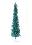 7.5' Wild Teal Pencil Tinsel Artificial Christmas Tree