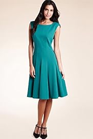 Slash Neck Panelled Skater Jersey Dress