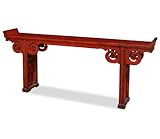Vintage Chinese Altar-Style Console Table - Distressed Red